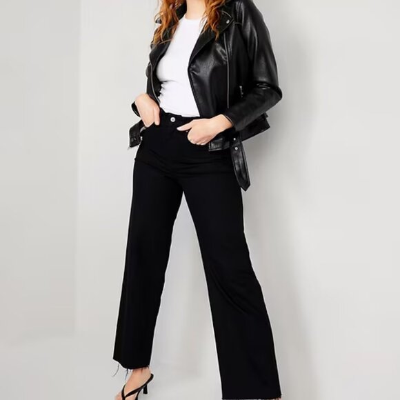 Old Navy Faux Leather Belted Motorcycle Jacket in Black Size M ~ NEW - Picture 4 of 6